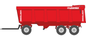 Esquema tècnic de banyera agrícola de 3 eixos amb giratòria